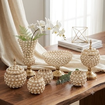 İncili Set 7 Pcs Gold Beyaz  - Altın