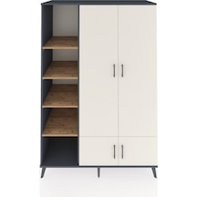 Kronos Dolap 6 Raflı 4 Kapaklı Tek Askılı 132x59x195 Antrasit-aytaşı/çam Aytası/atlas Çam