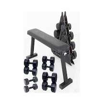Ps Spor 4 Çift Dambıl Set 4 Kg+6 Kg+8 Kg+10 Kg + Katlanabilir Ağırlık Bench Sehpası Ve Dambıl Standı