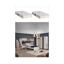 Ranza, Aura Ranza Karyola Masa 3 Kapaklı Dolap + 2 Comfort Yatak Beyaz - Ceviz 90 X 190 CM
