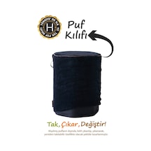 Yıkanabilir Puf Tabure Kılıfı Tak-Çıkar-Değiştir-Yenile Orta Sehpa Kılıfı Kc Teddy Siyah
