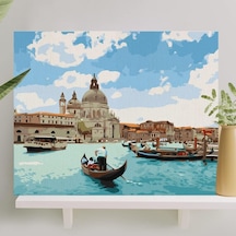 Palmiye Hobi Sanat Sayılarla Boyama Tuval Seti Fırça Boya Dahil Çıtalı 40x50 Cm - Mavi Rüya