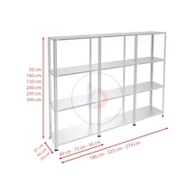 4 Katlı 3'lü Bitişik Paslanmaz Krom Raf - Inox Soğuk Oda Rafı, Buzhane Rafı 59x93 Cm-1.00 Mm-150 Cm Gri