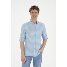 U.S. Polo Assn. Erkek Kareli Açık Mavi Gömlek 50283820-VR003
