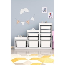 Swiss 9 Beyaz Sepetli Beyaz Gövde Çok Amaçlı Dolap Beyaz