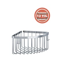 Çelik Banyo Paslanmaz Pirinç Tekli Derin 19x19 Cm Şampuanlık Köşe Süngerlik Krom