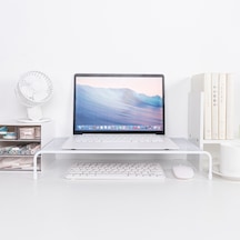 Sones Bilgisayar Yükseltilmiş Raf Monitör Braketi Depolama Rafı, Stil: Tek Katmanlı Beyaz