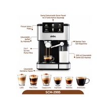 Siyah - Krom Espresso Kahve Makinesi 6 Farklı Kahve 1.5lt Su Hazne - 500ml Süt Hazne 1350w Scm-2995 Bx40 Diğer