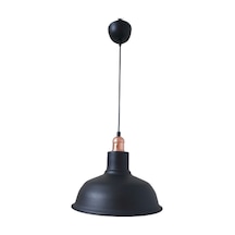 Retro Metal Siyah Dekoratif Bakır Duylu Siyah İçi Siyah Kafe Mutfak Avize Çap:30 Cm Beyaz