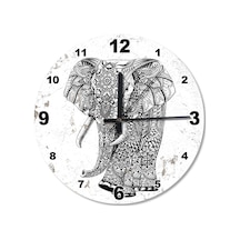 Tribal Desenli Fil Ahşap Duvar Saati (407612802) Ahşap