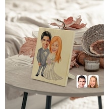 Kişiye Özel Sevgililer Karikatürlü Dekoratif Ahşap Çerçeve Model (539867069)
