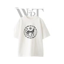 Thewert Tribal Cheetah Tasarım Baskılı Ünisex Beyaz Oversize T-shirt