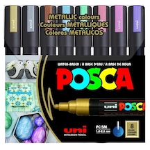 Uni Posca 5M Boyama Markörü Metalik Renkler 8'li Set