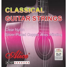Alice Ac107-h Klasik Gitar Tel Seti - Konser Serisi Hard Tension Gümüş Kaplama Bakır Sargı, Yüksek Ses Projeksiyonu, Dayanıklı Ve Parlak Karakter Ölçü: 4/4 Klasik Gitarlar İçin 6'lı Tam Takım Set
