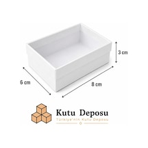 6x8x3 Cm Asetat Kapaklı Takı Kutusu - Beyaz Demonte 50 Adet