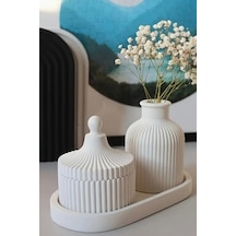Bernami Vazo Pinterest Dekoratif Tepside 3 Lü Set Tealiaght Mumluk + Dekoratif Tepsi + Dekoratif Çizgili Vazo Diğer