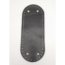 Angel Çanta Aksesuar Gerçek Deri Siyah 30x12 Cm Oval Light Gold Metalli Çanta Tabanı