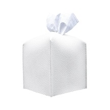 Spring Modern Pu Deri Peçete Kutusu Kapağı, Basit Düz Renk Tutucu Kare Peçete Çantası, Banyo, Ofis, Araba, Açık Çadır, Yemek Masası İçin İdeal, 13 X 13 X 13 Cm, Beyaz Siyah