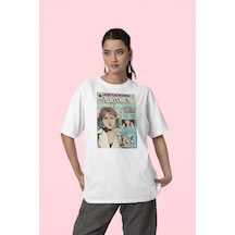 Britney Spears Baskılı Unisex Oversize Şarkıcı Tişört Beyaz