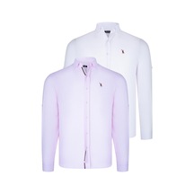 İkili Set G674 Dewberry Erkek Gömlek-beyaz-pembe Beyaz-pembe