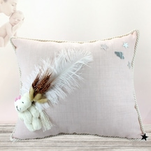 Süslebabypartystore Kuru Çiçek Tanzimli, Ayıcıklı, Takı Yastığı, Pudra Renk Pudra