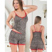 Polkan Bayan Atlet Şort Takım Leopar Desen 7540