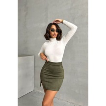 Verymoda Süet Mini Etek - F1573 Haki