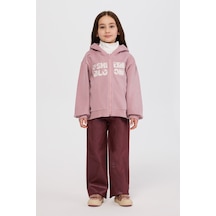 Panço Kız Çocuk Fermuarlı Pudra Sweatshirt Pembe