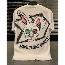 Tarzsokak Make Yours Unique Baskılı Oversize Unisex Pamuk Beyaz
