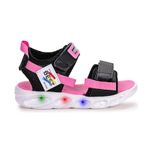 Kiko Kids 100 Işıklı Kız/erkek Çocuk Cırtlı Sandalet Ayakkabı 100 Siyah - Pembe