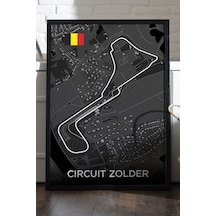 Circuit Zolder Pist Haritası Siyah Ahşap Çerçeveli Poster, Dekoratif Harita Duvar Tablosu