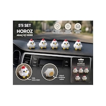 5 Li Mini Horoz Araç İçi Süs Seti 3d Baskı Torpido & Klima Dekoru 2 Cm