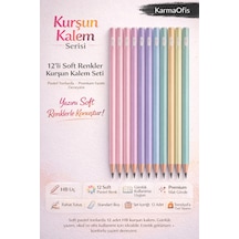 12 Li Soft Pastel Kurşun Kalem Seti Hb Uç, Premium Mat Gövde, Ofis & Okul İçin Renkli Kalem Soft 12li