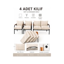 Balkon Bahçe Takımı Minder Kılıfı 4 Lü Set Krem 55x90 Cm Fermuarlı Yıkanabilir