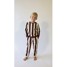 Miababy Çizgili Cool Star Baskılı 2 Li Takım Bordo