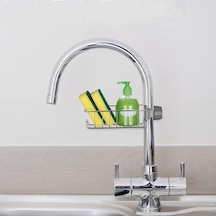 Haus Mutfak Banyo Duş Musluk Üstü Rafı Sabun Sünger Askısı Raf Tek Kat Siyah