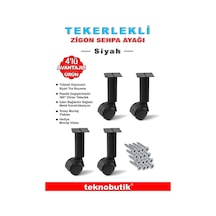 15cm Çap32mm 4 Adet Metal Gövdeli Plastik Tekerlekli Sehpa Ayağı Siyah