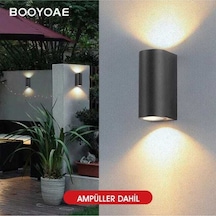 5 Adet Gün Işığı Ledli Siyah Kasa Çift Yönlü Dekoratif Iç Ve Dış Mekan Duvar Apliği Siyah