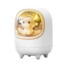 Agoodshop M23 Ev Nemlendirici, Sevimli Pet Uzay Kapsülü, Usb Hava Arıtma, Gece Lambası, 1200mah Büyük Pil