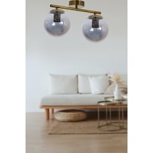 Nika Modern Salon - Mutfak - Yatak Odası Eskitme Füme Cam Modern 2 Li Avize Diğer