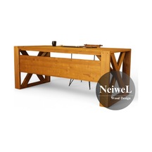 Neiwel Owen Doğal Ahşap Çalışma Ve Ofis Masası-100cm-220cm Açık Ceviz