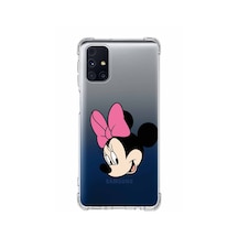Samsung Galaxy Uyumlu M31s Köşe Korumalı Antişok Kapak Minnie Mouse Tasarımlı Şeffaf Kılıf
