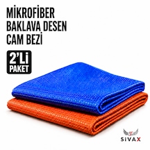 40x40 Mikrofiber Cam Bezi 2 Li Paket Baklava Desen Araç Cam Bezi