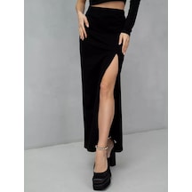 Anna Sko Uzun Yırtmaçlı Maksi Etek 204549247 Siyah