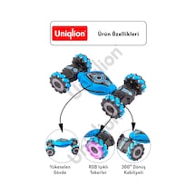 Uzaktan Kumandalı Çift Yönlü 360 Dönebilen Rgb Işıklı Akrobat Araba