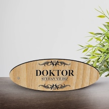 Kişiye Özel Mesleki Doktor Ahşap Oval Masa İsimliği - 2