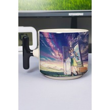 Suzume Anime Baskılı Seramik Lüks Kupa 1 Adet T Şeklinde Özel Siyah Kulp Dalga Kulp V4t Çok Renkli