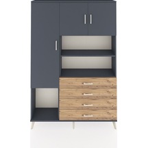 Arges Dolap 7 Raflı 4 Çekmeceli 3 Kapaklı 132x30x195 Antrasit-antrasit/çam Antrasıt/atlas Çam