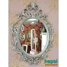 Vintage Taç Model Gümüş Renk Dekoratif Ayna