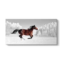 Karlı Manzarada Koşan At Tablosu 60 X 30